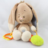 Doudou eveil lapin beige marron hochet miroir AUCHAN BABY