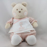 Doudou ours blanc rose B coeur Bébé NOUNOURS