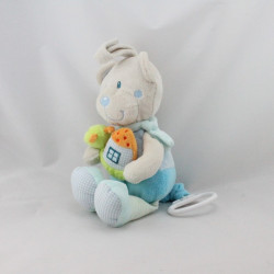 Doudou musical Ours  bleu escargot Tex