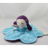 Doudou plat poupée fée papillon bleu violet CARRE BLANC