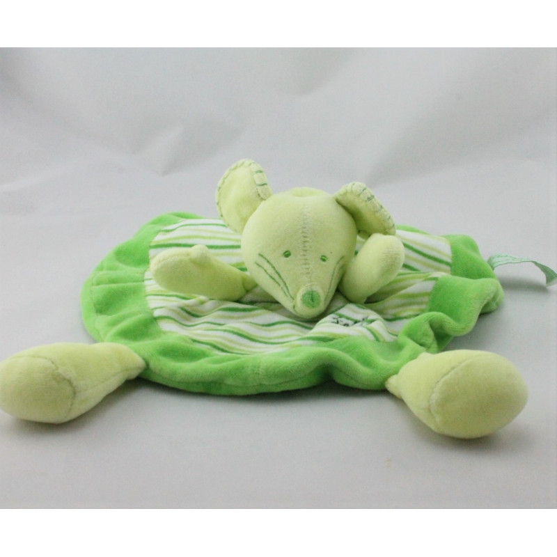 Doudou plat rond souris verte TIAMO COLLECTION