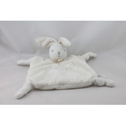 Doudou plat lapin blanc gris PERLE KALOO