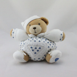 Doudou ours boule blanc coeur bleu KALOO