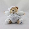 Doudou ours boule blanc coeur bleu KALOO