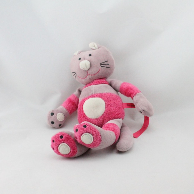Doudou chat rose prune DPAM
