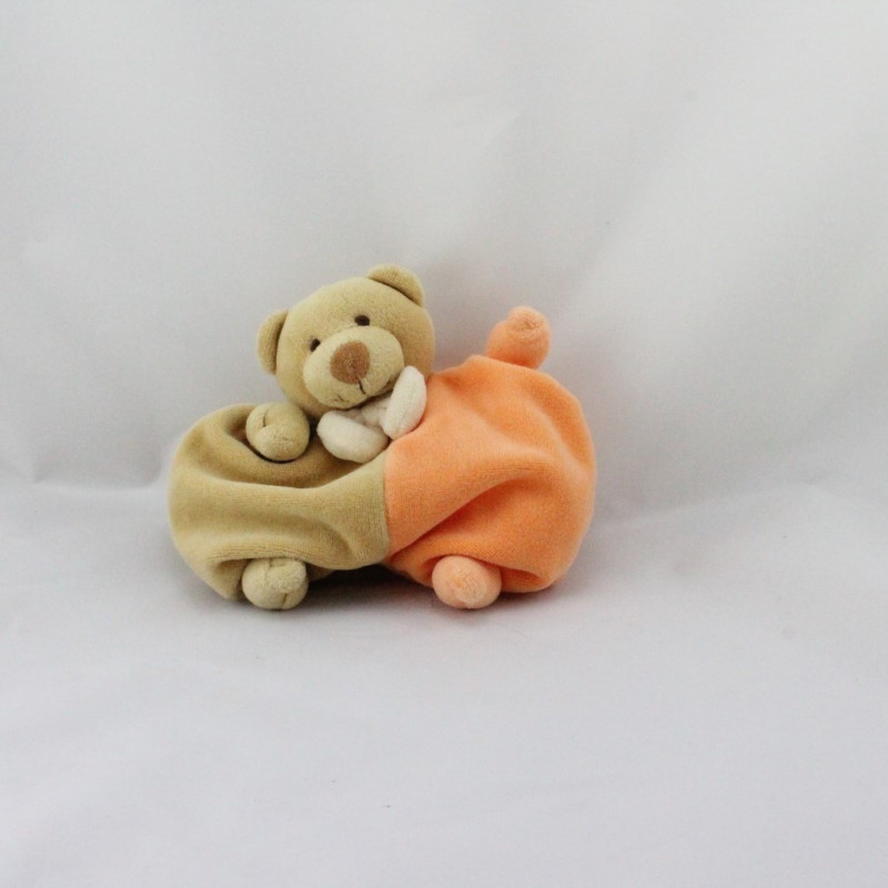 Doudou semi plat ours beige orange PRISCILLA LARSEN