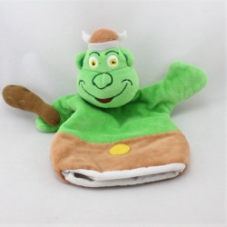 Doudou plat marionnette ogre vert marron CMP