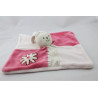 Doudou plat lapin rose fleur pois