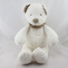 Grand Doudou ours blanc bandanas beige NICOTOY 42 cm