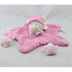 Doudou plat étoile ours rose étoiles NICOTOY 