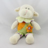 Doudou mouton blanc vert orange violet fleur EDL