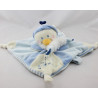 Doudou plat carré pingouin bleu blanc Youpik NICOTOY