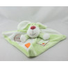 Doudou plat lapin chien vert blanc bordeaux KIABI