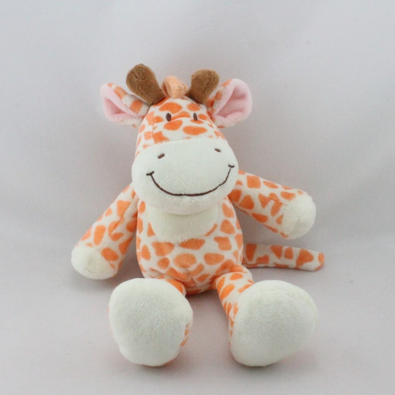 Doudou Girafe blanche taches orange NICOTOY