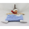 Doudou plat poupée baby Corolle beige bleu rouge coeur