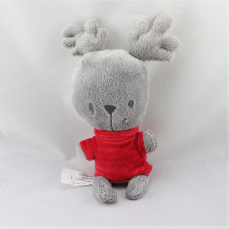 Doudou cerf elan renne gris rouge ORCHESTRA