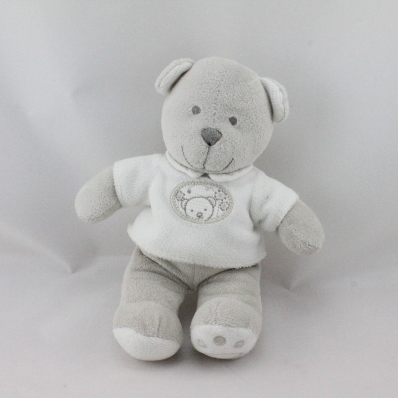 Doudou ours blanc gris NICOTOY