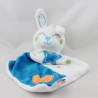 Doudou plat lapin bleu blanc étoile lune SIPLEC