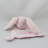 Doudou plat lapin rose fleurs GRAIN DE BLE