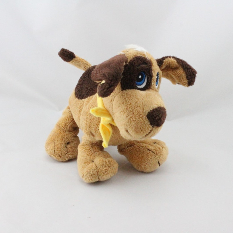 Doudou chien beige marron foulard jaune GIPSY