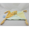 Doudou plat ours vert jaune orange KING BEAR