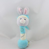 Doudou baton hochet lapin bleu gris GIPSY