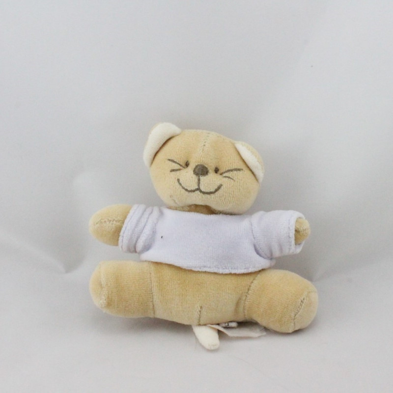 Mini Doudou chat Patou beige bleu BENGY