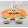 Doudou plat rond lapin orange bleu vert MAXITA