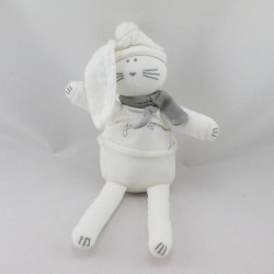 Doudou Lapin blanc gris PETIT BATEAU