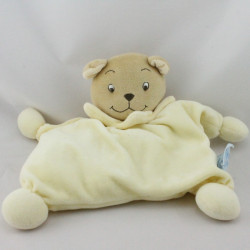 Doudou semi plat ours beige jaune KING BEAR