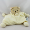 Doudou semi plat ours beige jaune KING BEAR
