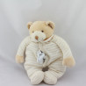 Doudou ours écru beige rayé mouchoir JOLLYBABY