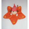 Doudou plat étoile lutin fille orange rose NICOTOY