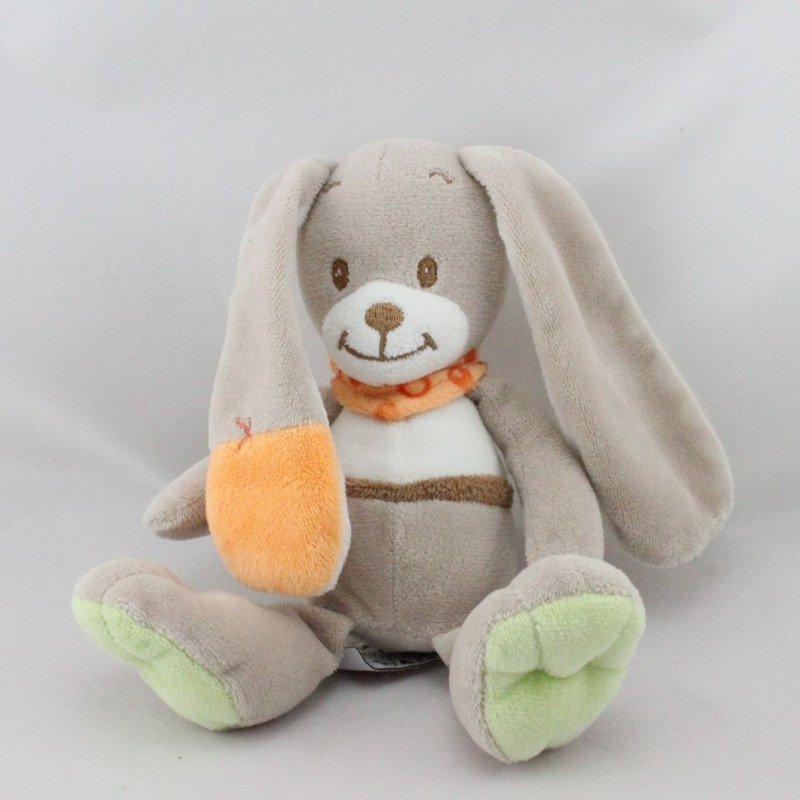 Doudou lapin beige vert orange INFLUX