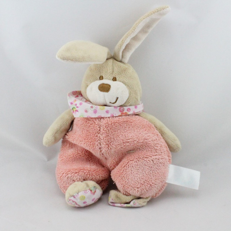Doudou lapin rose fleurs PLANET PLUCH