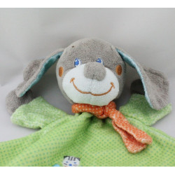 Doudou plat chien vert bleu pois ours brodé MOTS D'ENFANTS