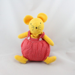 Doudou musical souris boule jaune rouge pois SUCRE D'ORGE