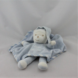 Doudou plat ours bleu blanc TARTINE ET CHOCOLAT