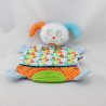 Doudou plat chien bleu orange vert pommes BABYSUN 
