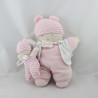 Doudou poupée lutin chiffon blanc rose rayé avec bébé COROLLE
