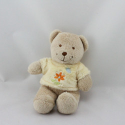 Doudou ours beige tee shirt jaune fleur TEX