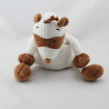 Doudou raton laveur blanc marron OBAIBI