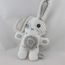 Doudou lapin blanc gris TAPE A L'OEIL