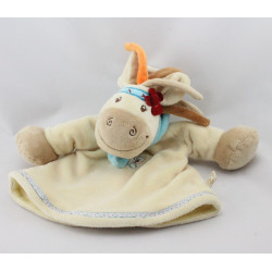 Doudou marionnette cheval jument kaya beige fleur indien NOUKIE'S