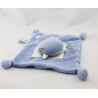 Doudou plat hippopotame bleu blanc Dodo d'amour MGM