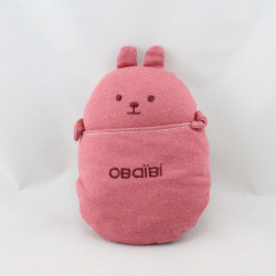 Doudou boule lapin rose bordeaux poche OBAIBI