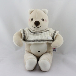 Doudou ours beige blanc pull laine SUCRE D'ORGE