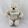 Doudou ours beige blanc pull laine SUCRE D'ORGE