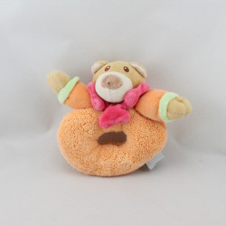 Doudou hochet anneau ours orange vert rose P'TIT BOUT LGRI