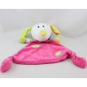 Doudou plat chien rose blanc vert jaune bleu MAXITA